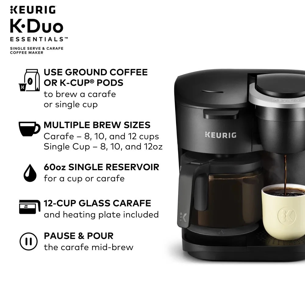 2023 Keurig K-Duo Essentials Single-Serve Coffee Maker, Black